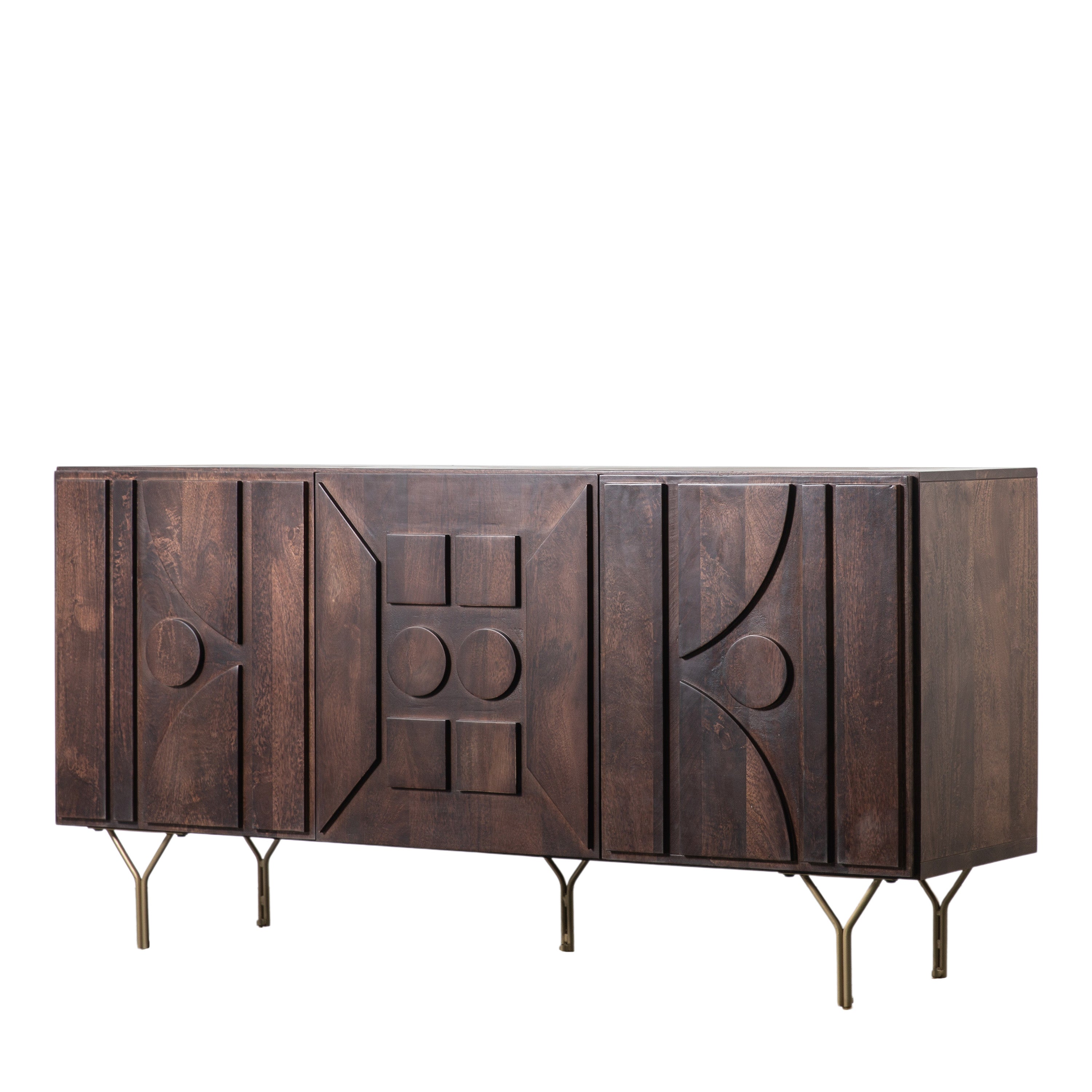 Bailee Geometric Dark Brown Mango Wood Sideboard